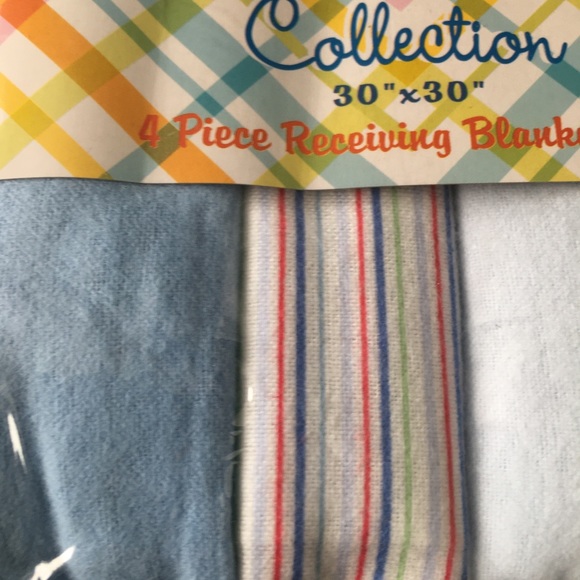 Baby collection 4piece receiving Baby BlanketsFor Boys Light bluemedium blue - Picture 2 of 13